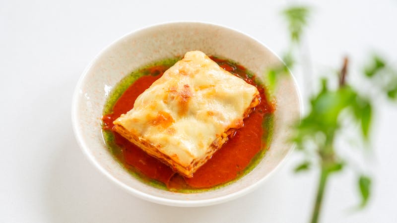 Baked lasagna with rich meat sauce