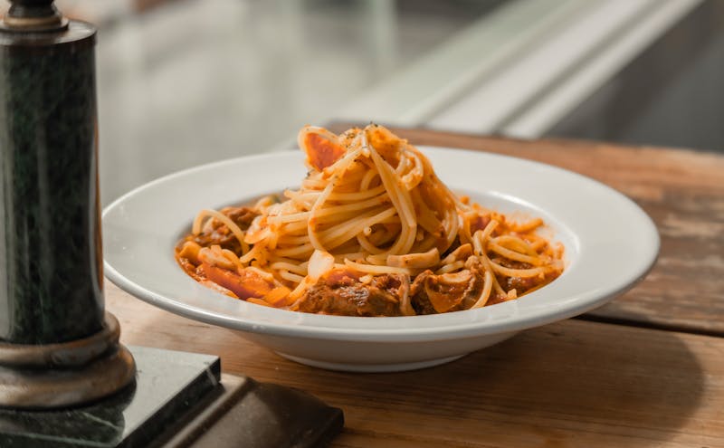 Spaghetti with rich bolognese meat sauce