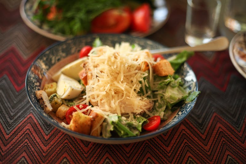 Classic Caesar salad with croutons